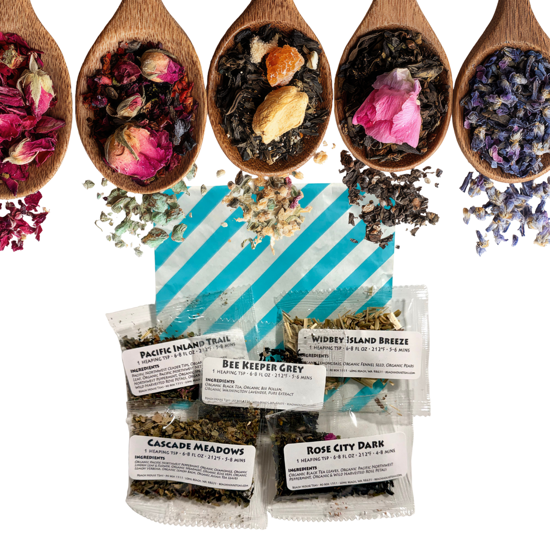 Mystery Tea Sampler Pack – 5 Loose Leaf Tea Samples | Choose Caffeinated or Caffeine-Free