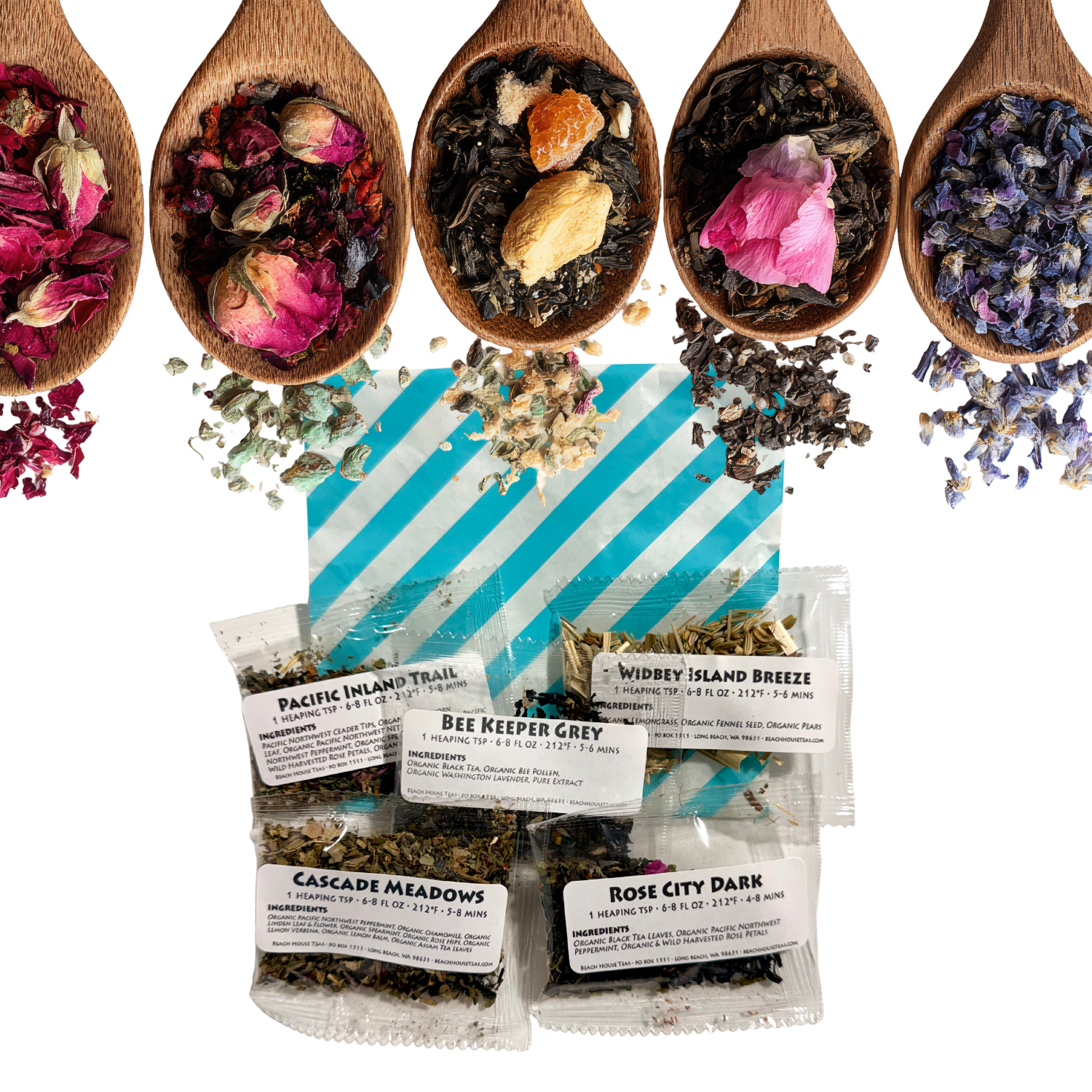 Mystery Tea Sampler Pack – 5 Loose Leaf Tea Samples | Choose Caffeinated or Caffeine-Free
