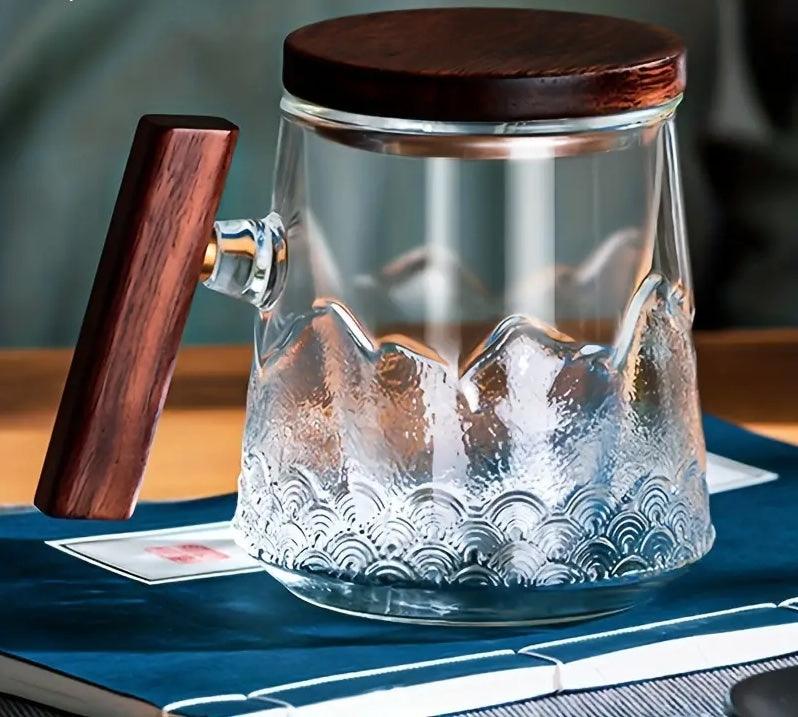 Pacific Northwest Inspired 18.2oz Wooden Tea Cup with Filter Lid - Beach House Teas