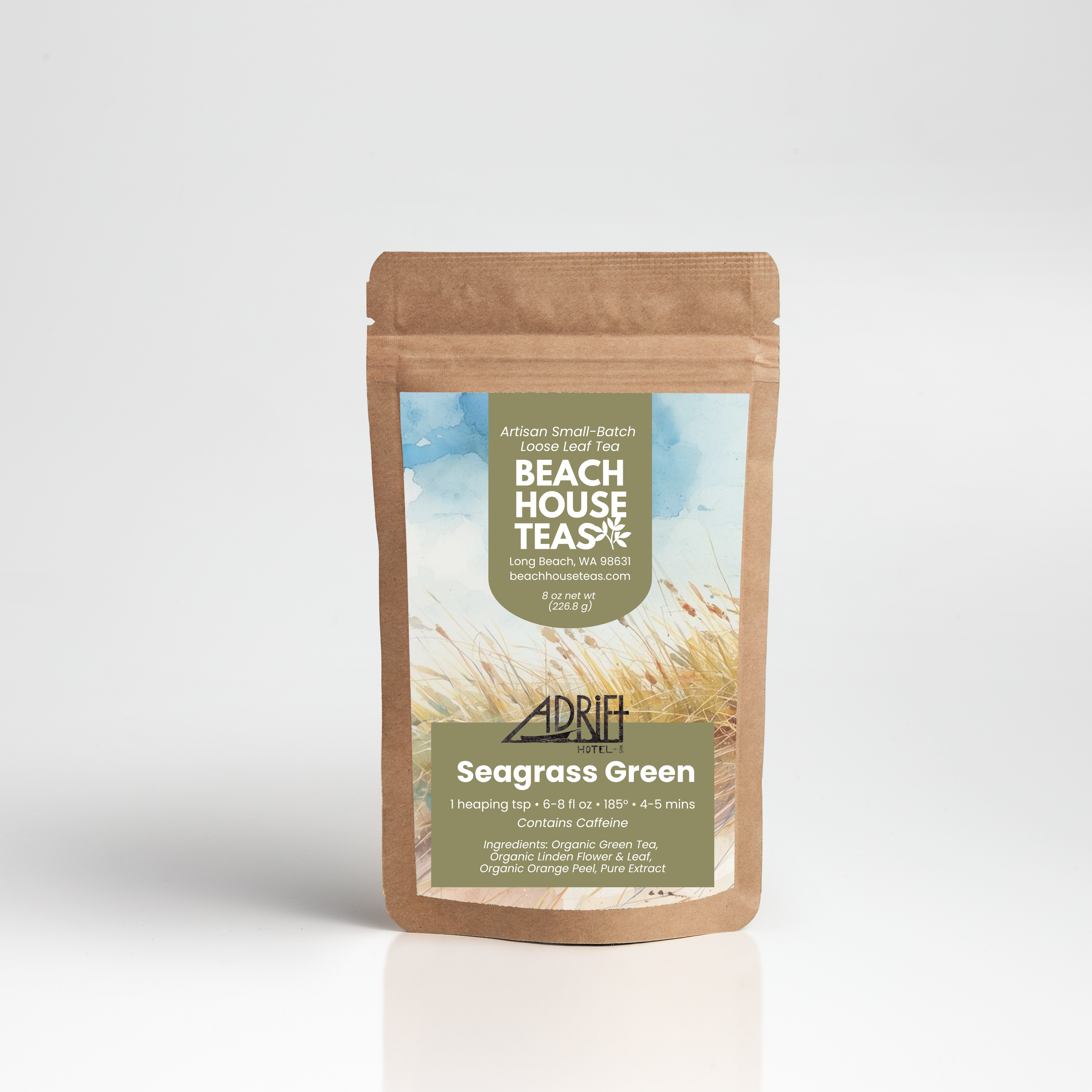 Beach House Teas packaging on a white background