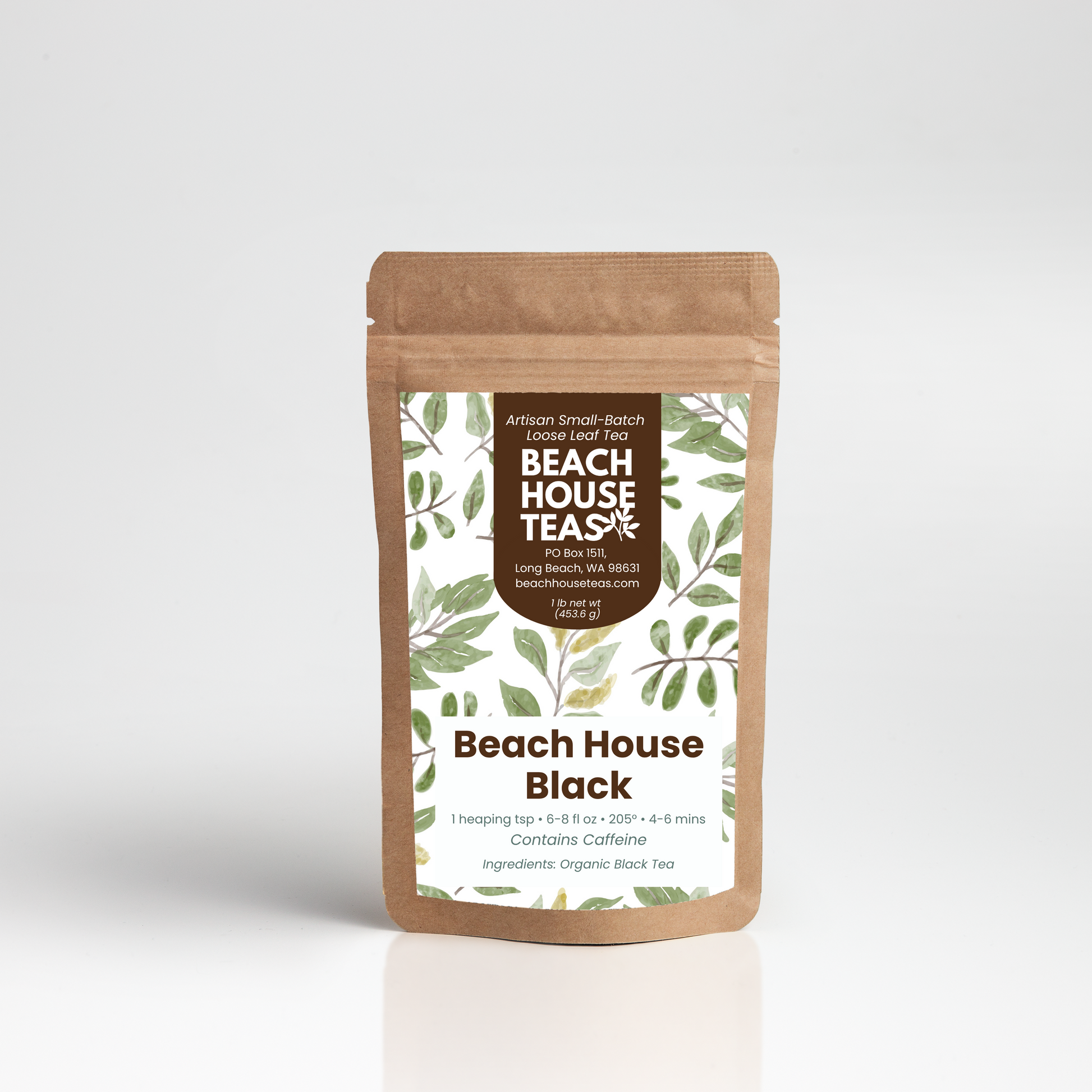 Beach House Black tea package on a white background