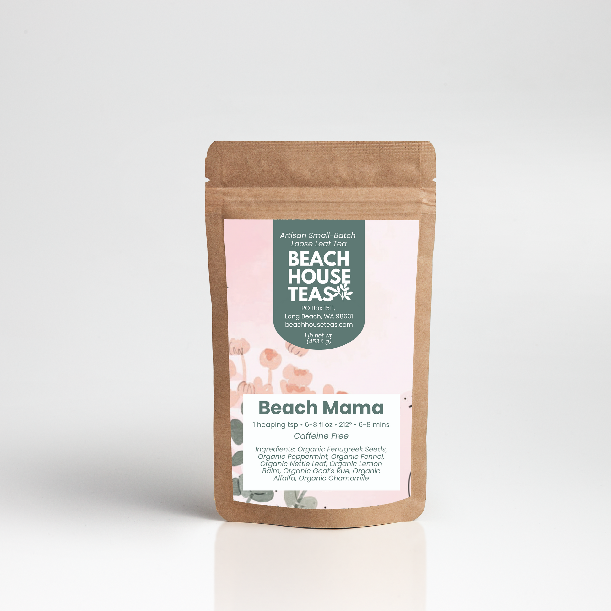 Beach House Teas 'Beach Mama' tea package on a white background