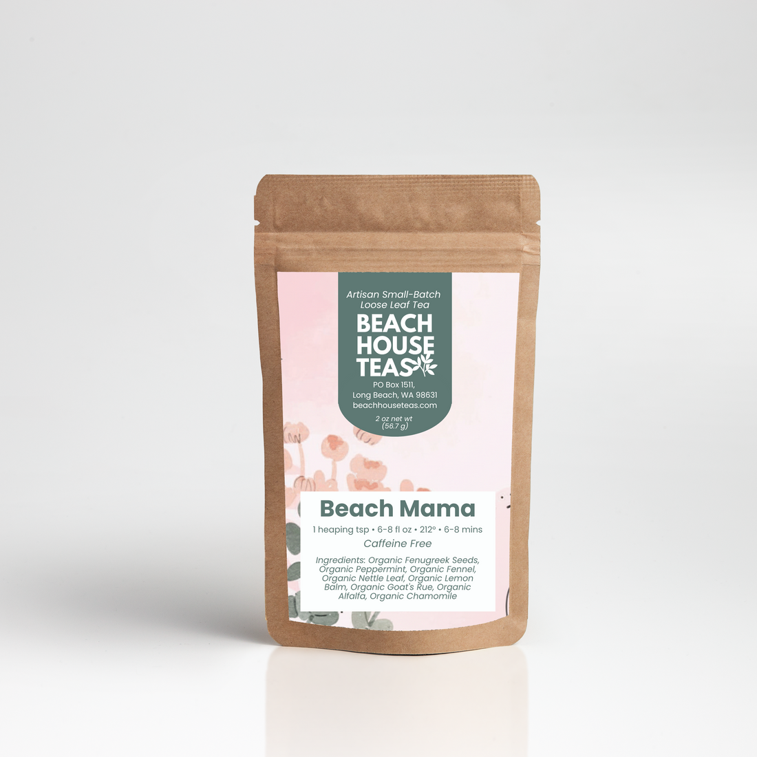 Beach House Teas 'Beach Mama' tea package on a white background