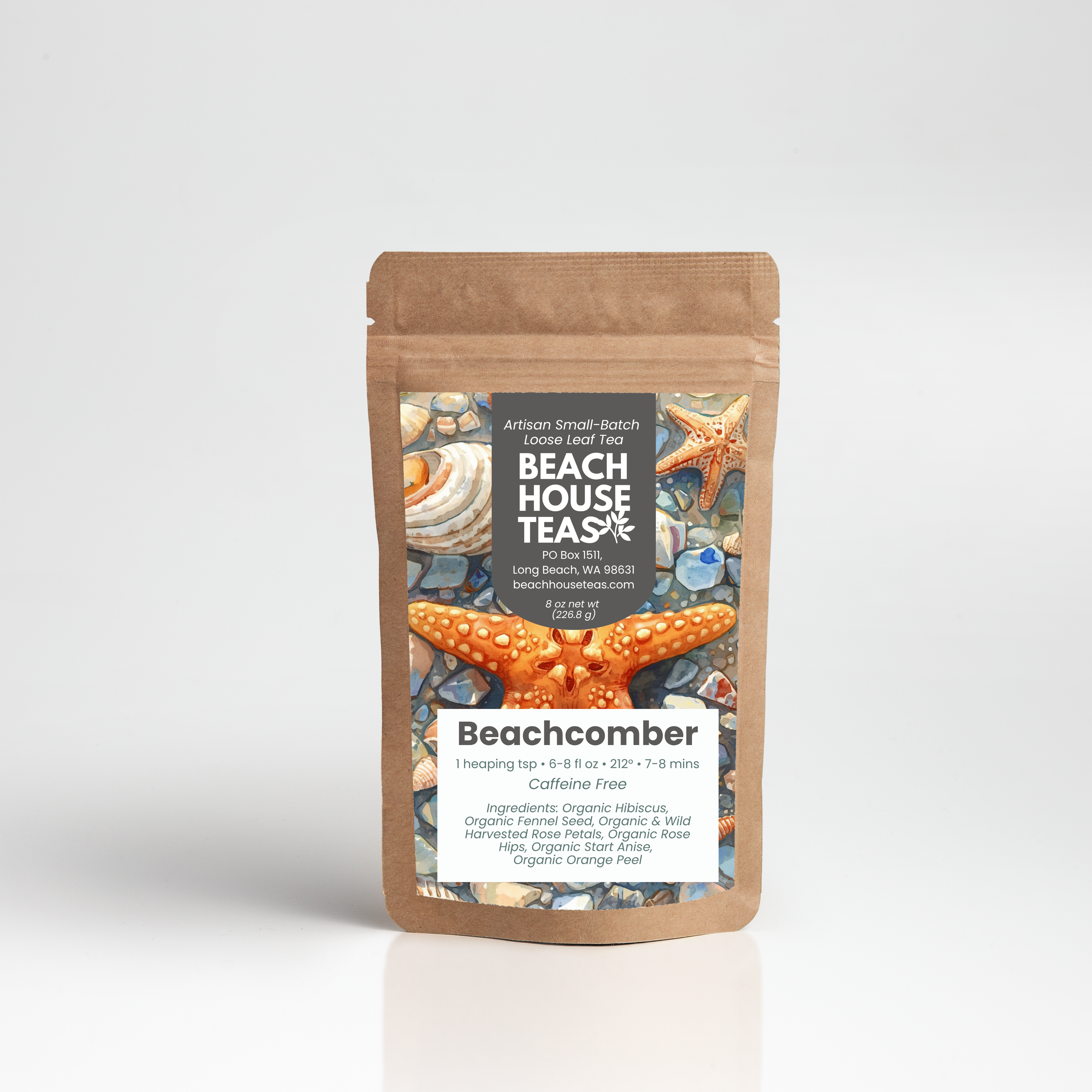 Beachcomber brand tea packaging on a white background