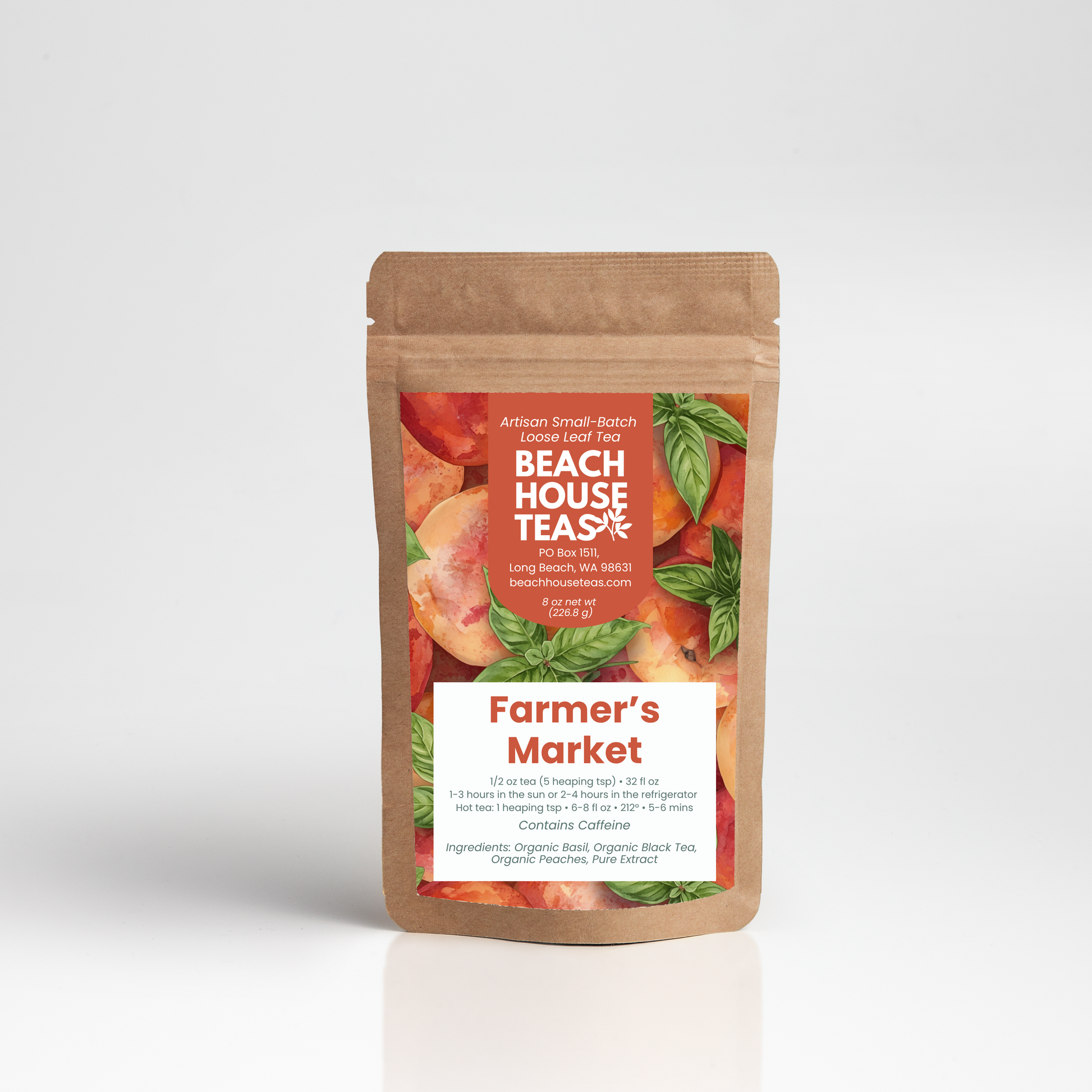Beach House Teas 'Farmer's Market' tea package on a white background