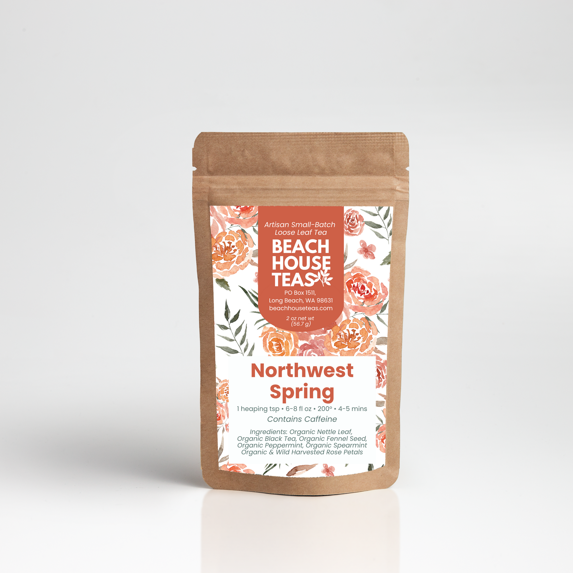 Northwest Spring label on pouch on white background