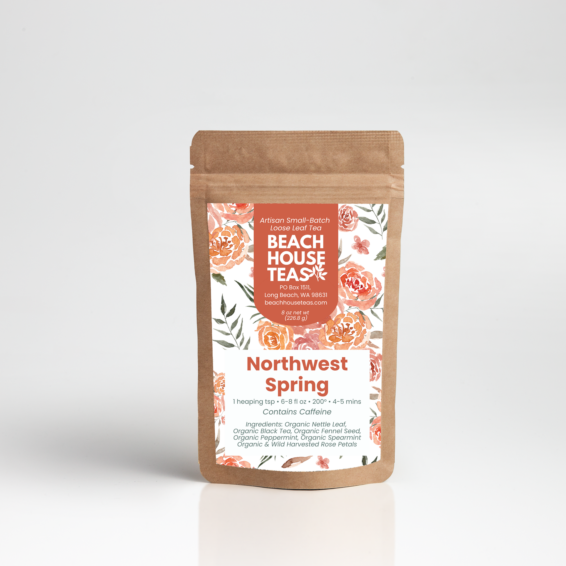 Northwest Spring label on pouch on white background
