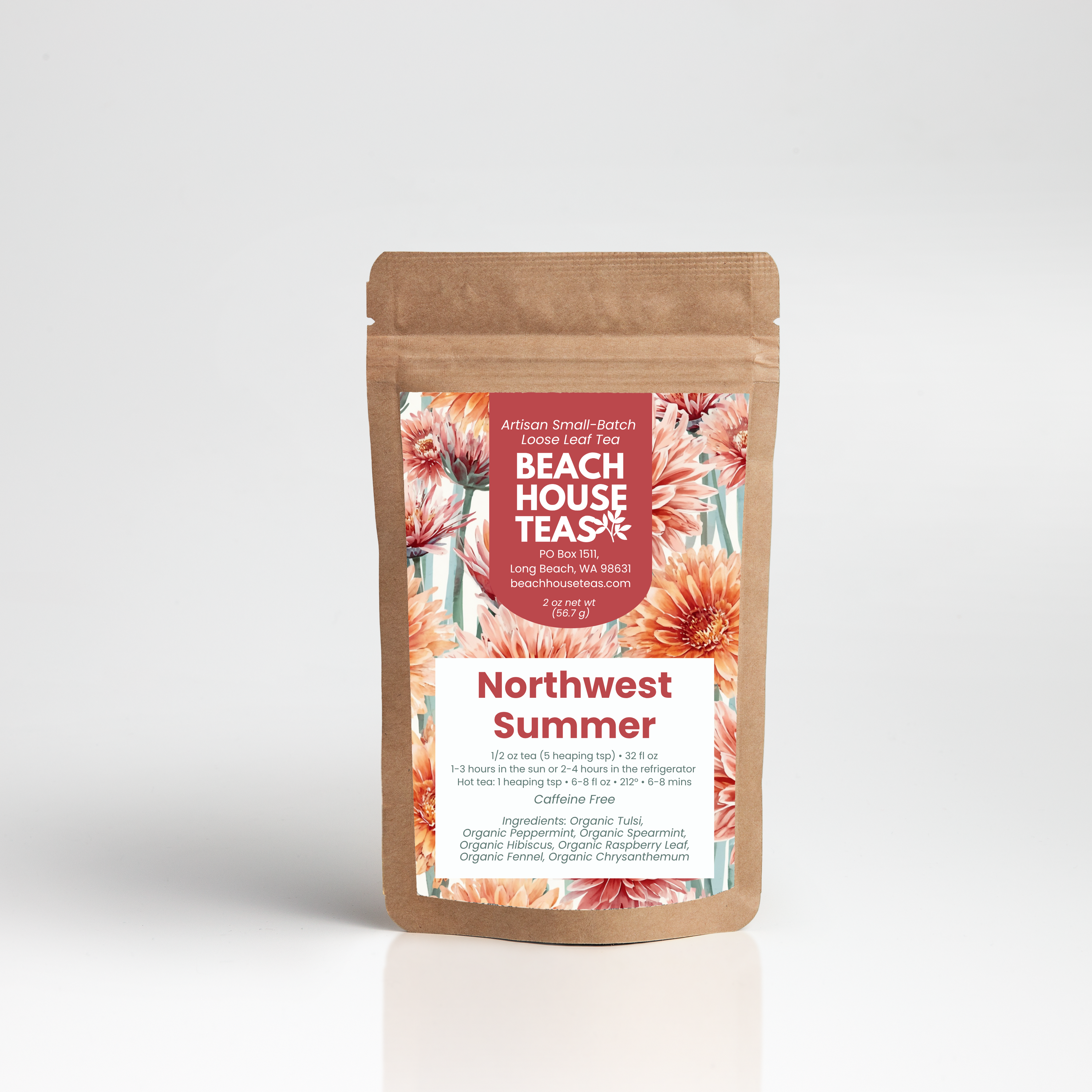 Northwest Summer label on pouch on white background