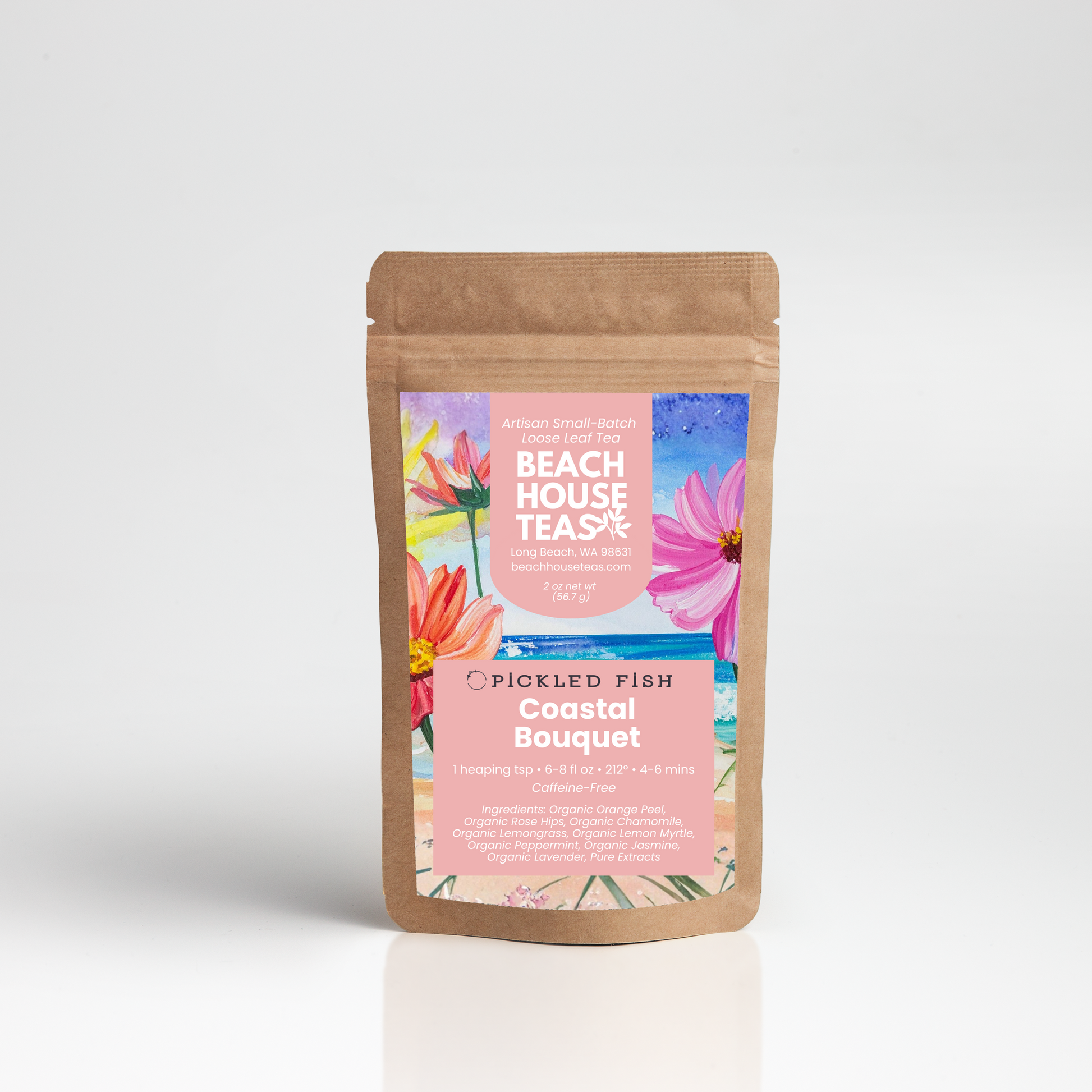 Pickled Fish - Coastal Bouquet packaging with floral design on a white background