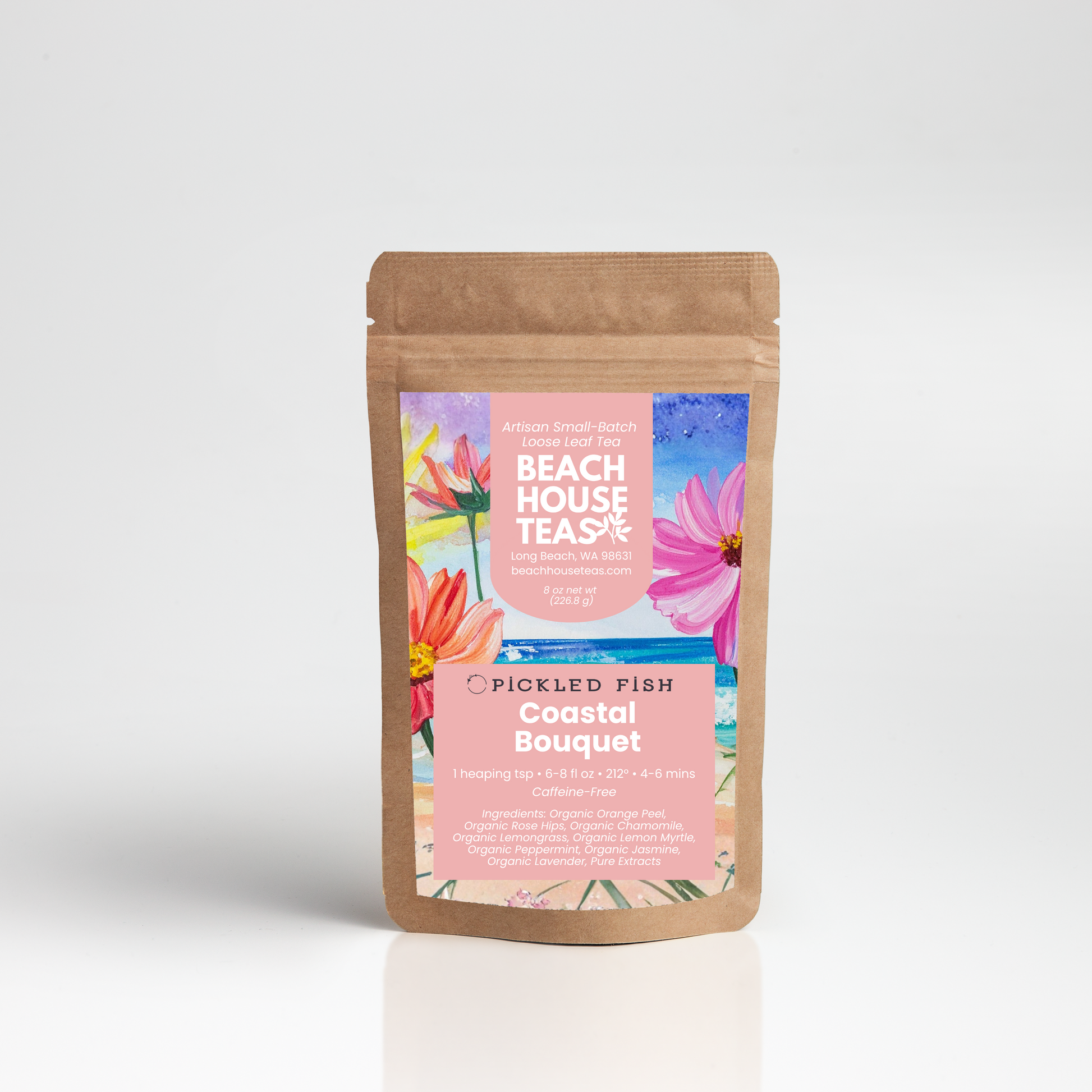 Pickled Fish - Coastal Bouquet  with a colorful label on a white background