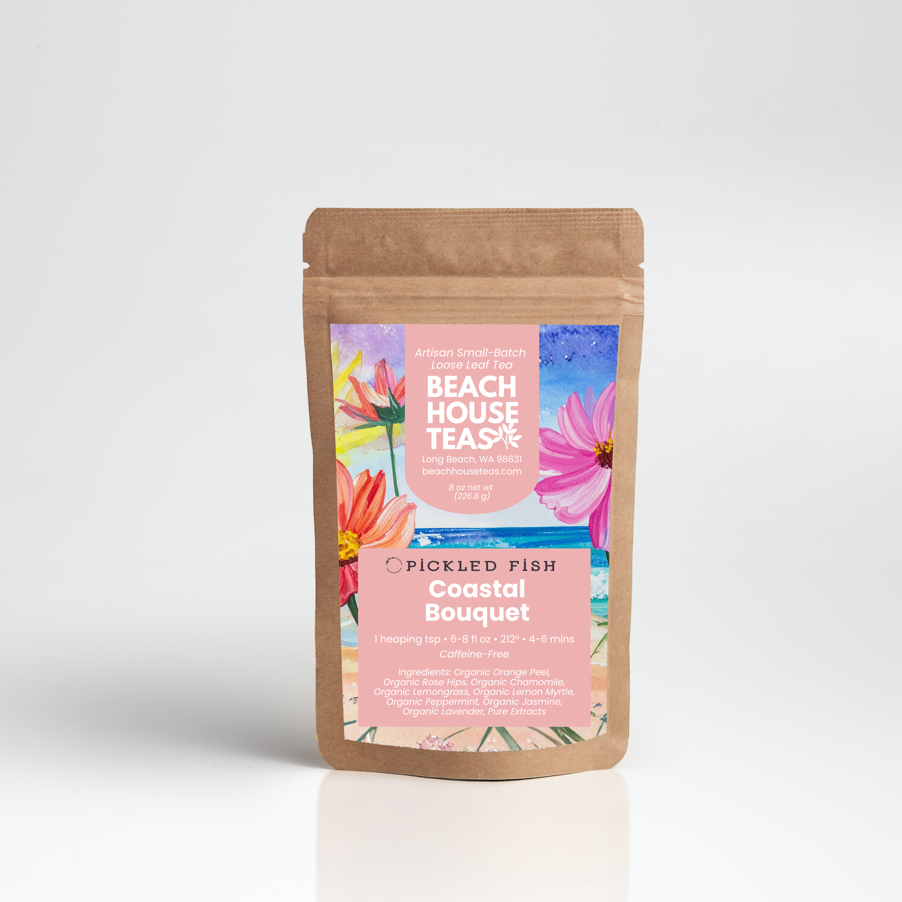 Pickled Fish - Coastal Bouquet  with a colorful label on a white background