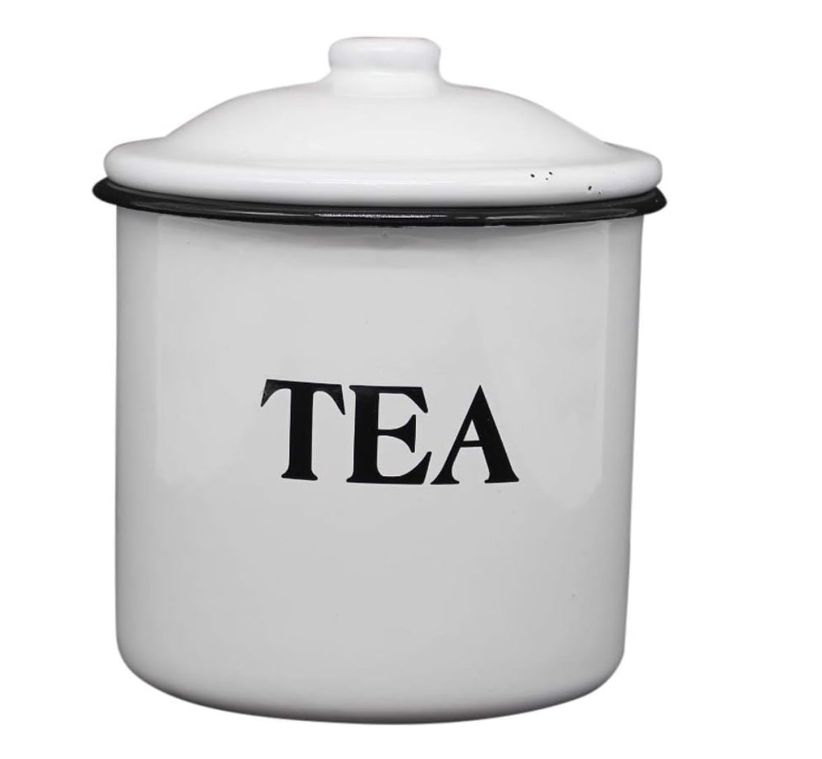 White and Black Farmhouse Tea Canister