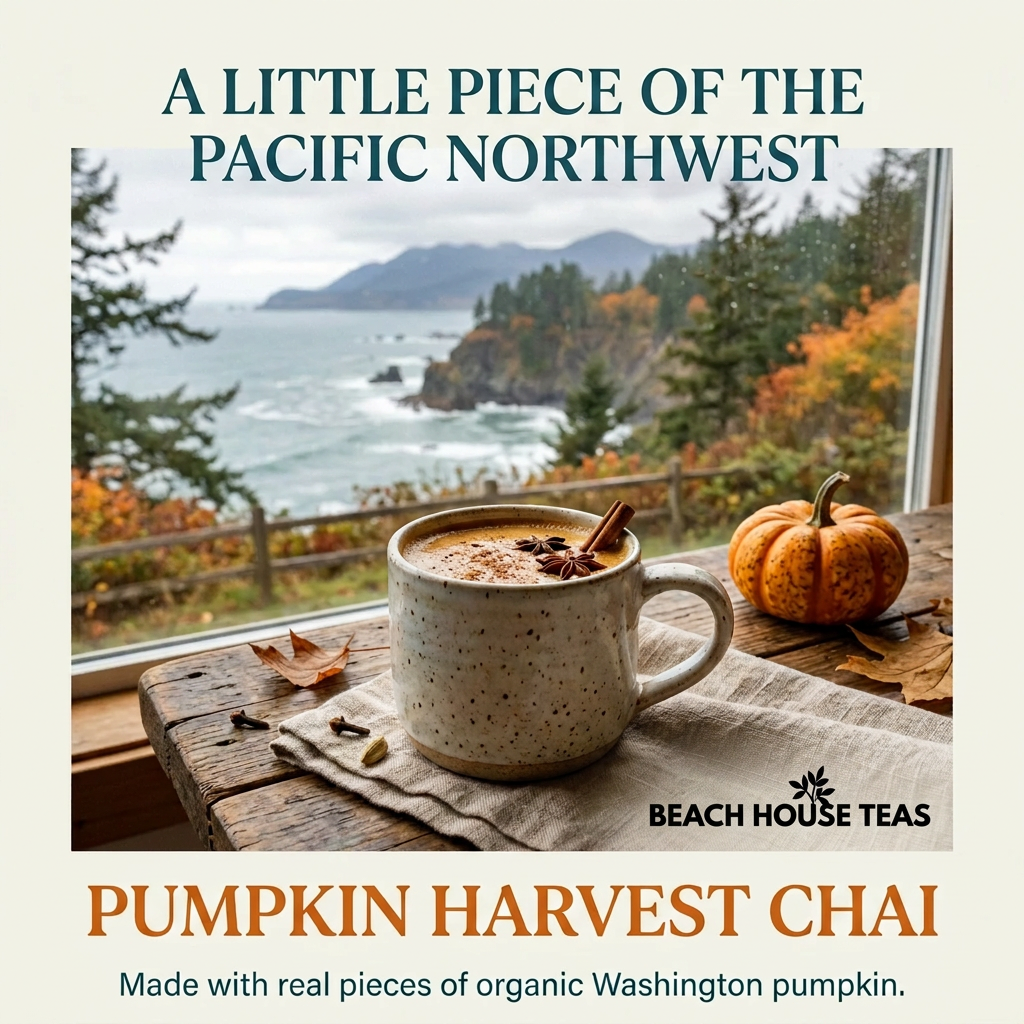 Pumpkin Harvest Chai brand with logo