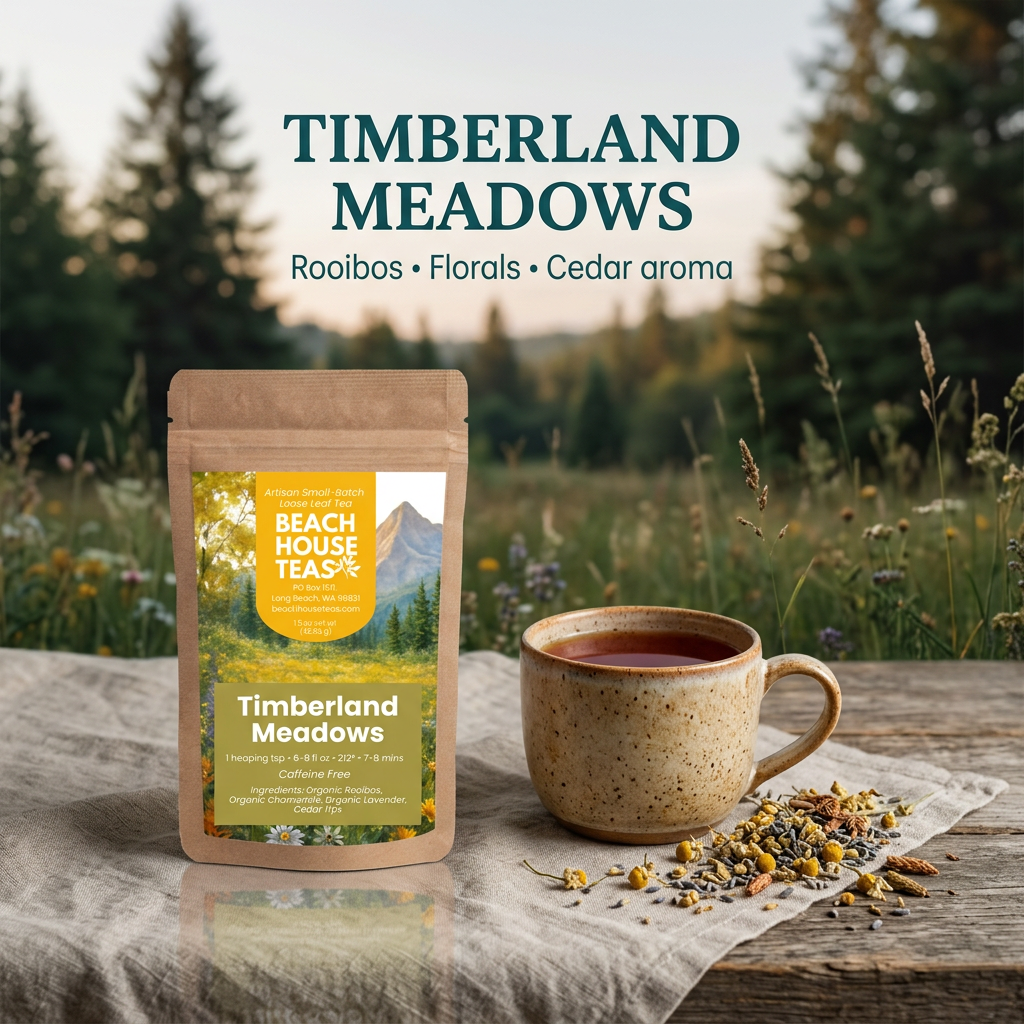 Timberland Meadows rooibos botanical tea hero slide.