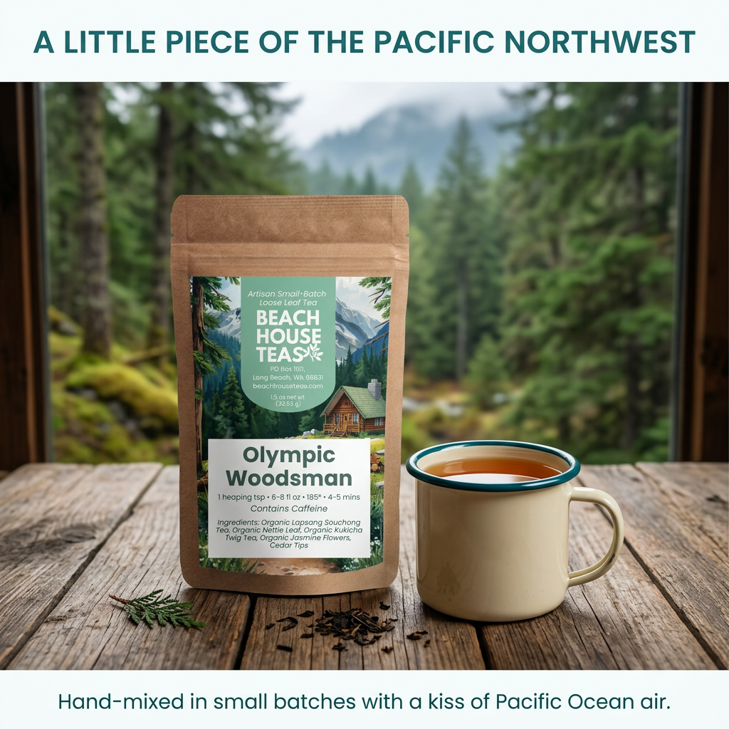 Olympic Woodsman Pacific Northwest forest-inspired brand slide.
