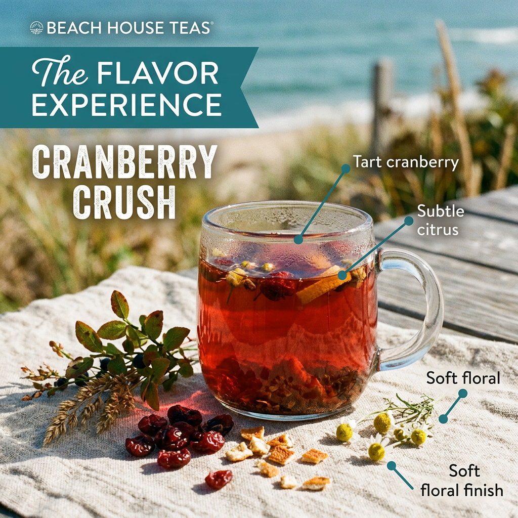 Cranberry Crush flavor slide highlighting tart cranberry, citrus and a floral finish.