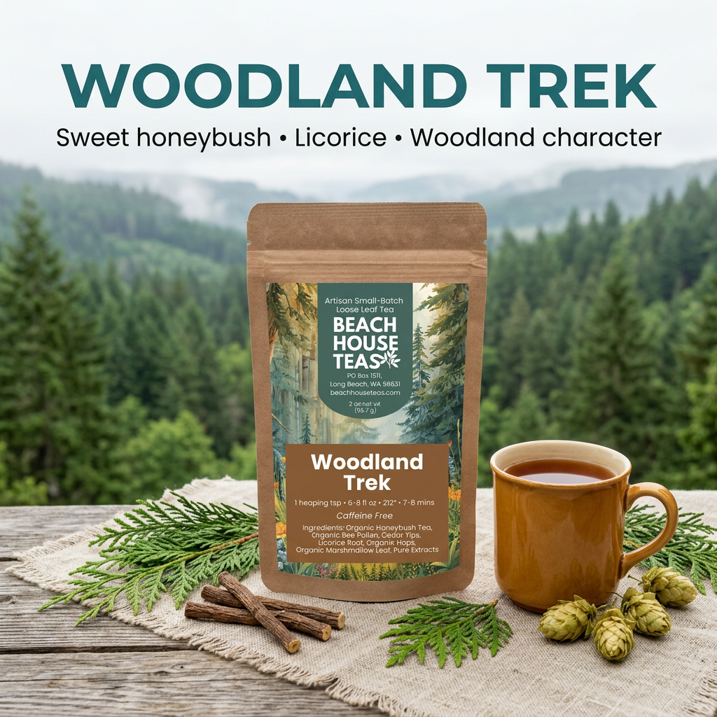 Woodland Trek honeybush botanical tea hero slide.