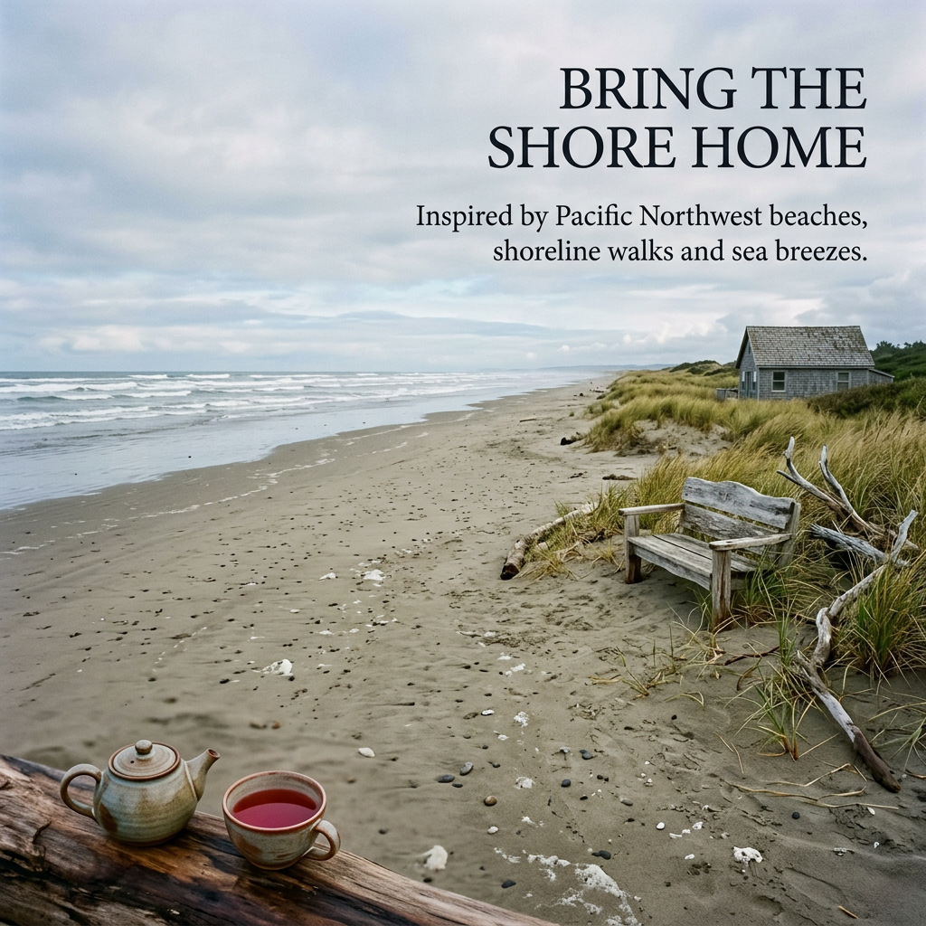 Ocean Shores inspiration: Pacific Northwest sandy shoreline, sea breezes and a coastal tea break.