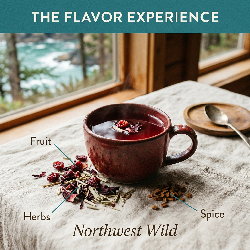 Northwest Wild flavor slide highlighting fruit, herbs and spice.