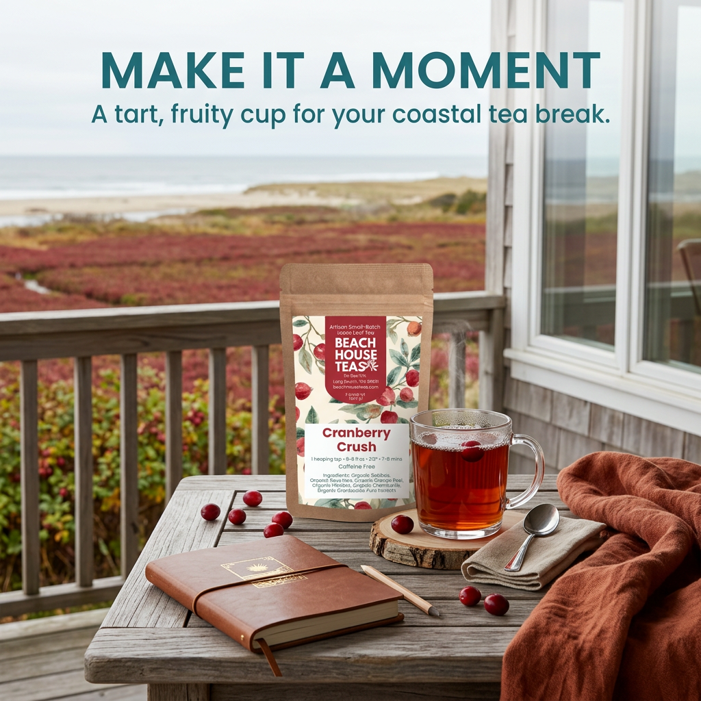 Cranberry Crush coastal autumn tea ritual lifestyle slide.