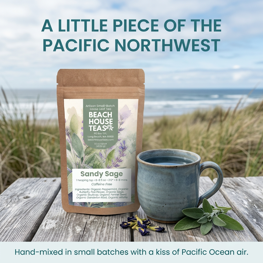 Sandy Sage Pacific Northwest coastal brand slide.