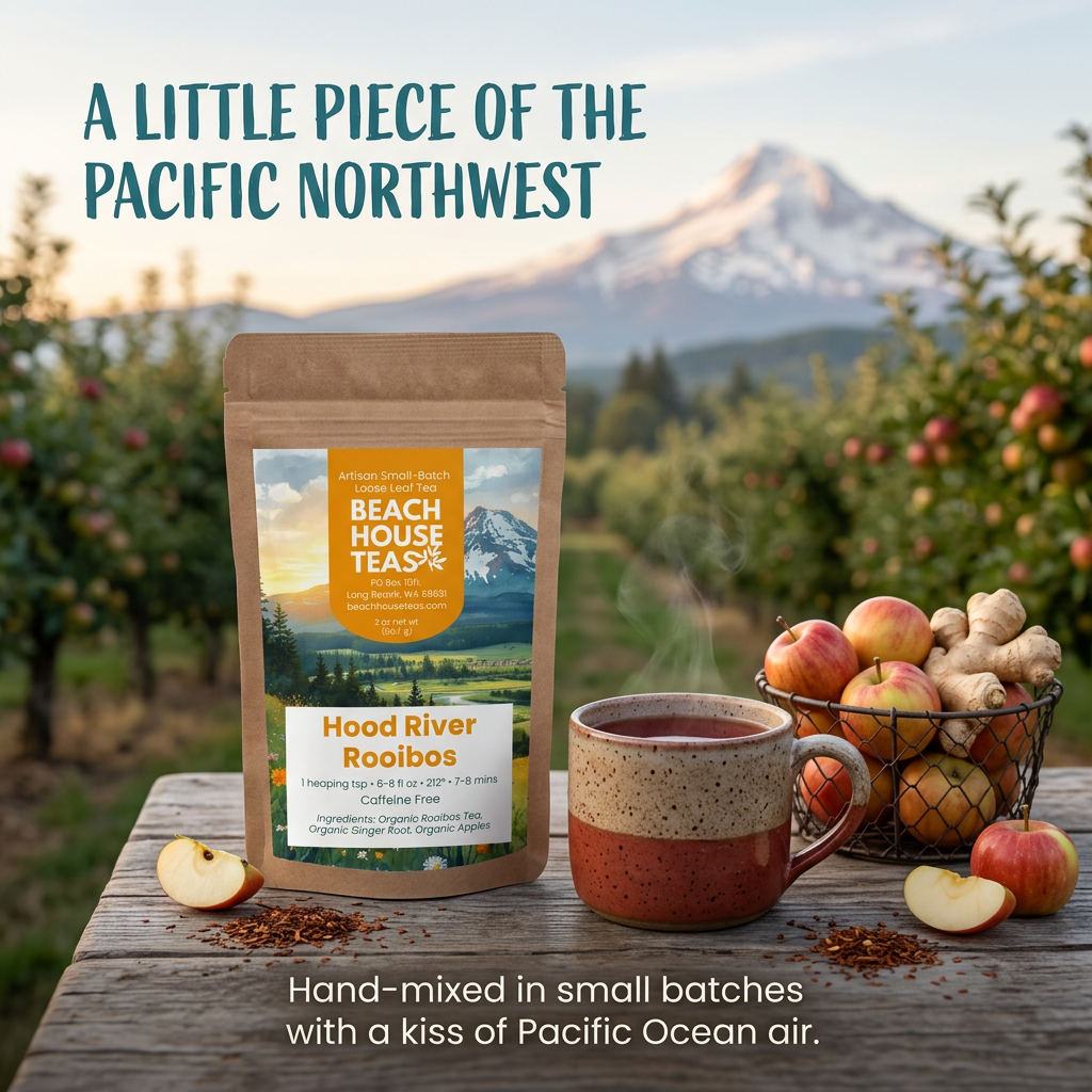 Hood River Rooibos Pacific Northwest orchard-inspired brand slide.