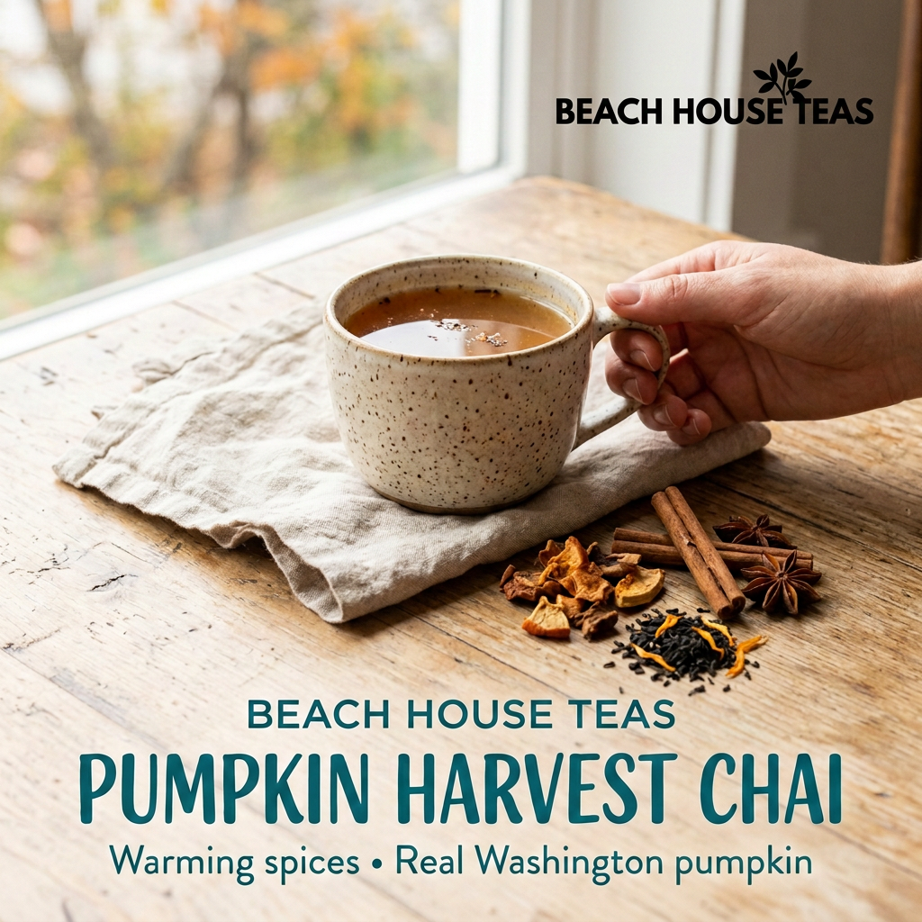 Pumpkin Harvest Chai hero with logo