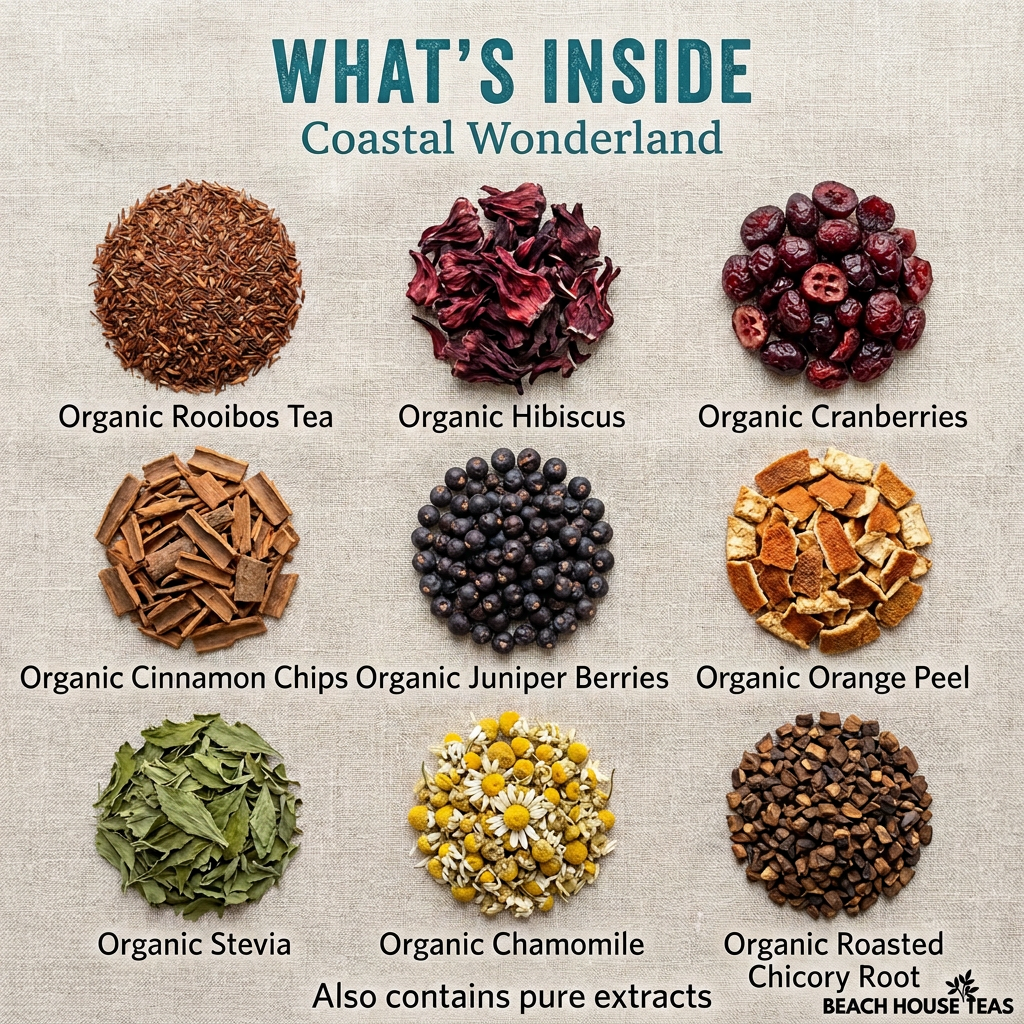 Coastal Wonderland ingredients with logo