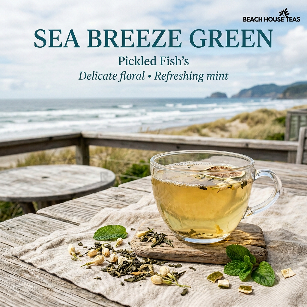 Sea Breeze Green hero with logo
