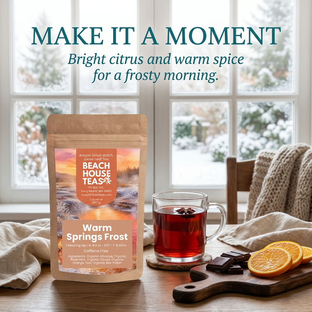 Warm Springs Frost winter tea ritual lifestyle slide.