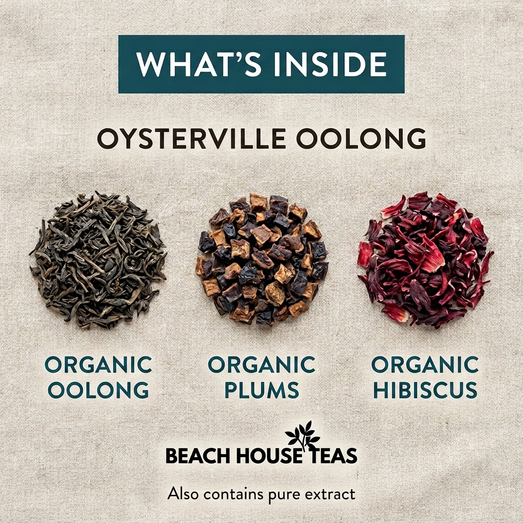 Oysterville Oolong ingredients with logo