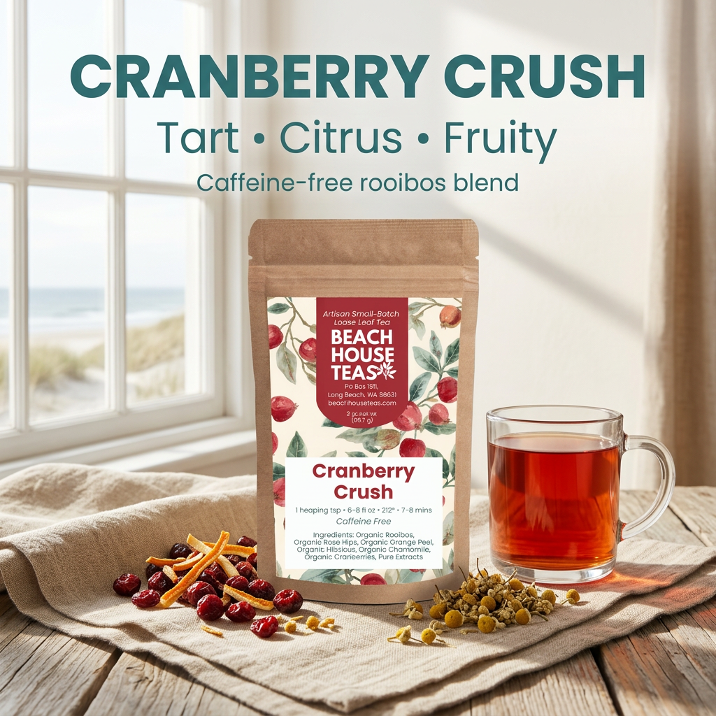 Cranberry Crush caffeine-free rooibos blend hero slide.