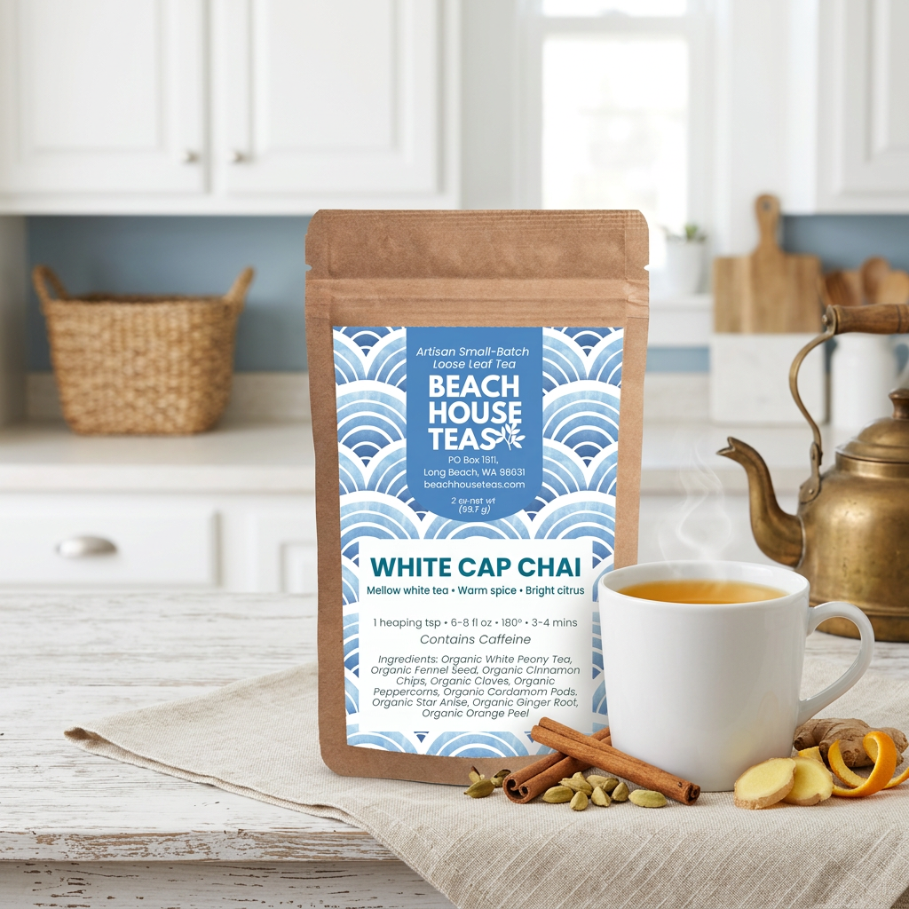 White Cap Chai white tea and spice blend hero slide.