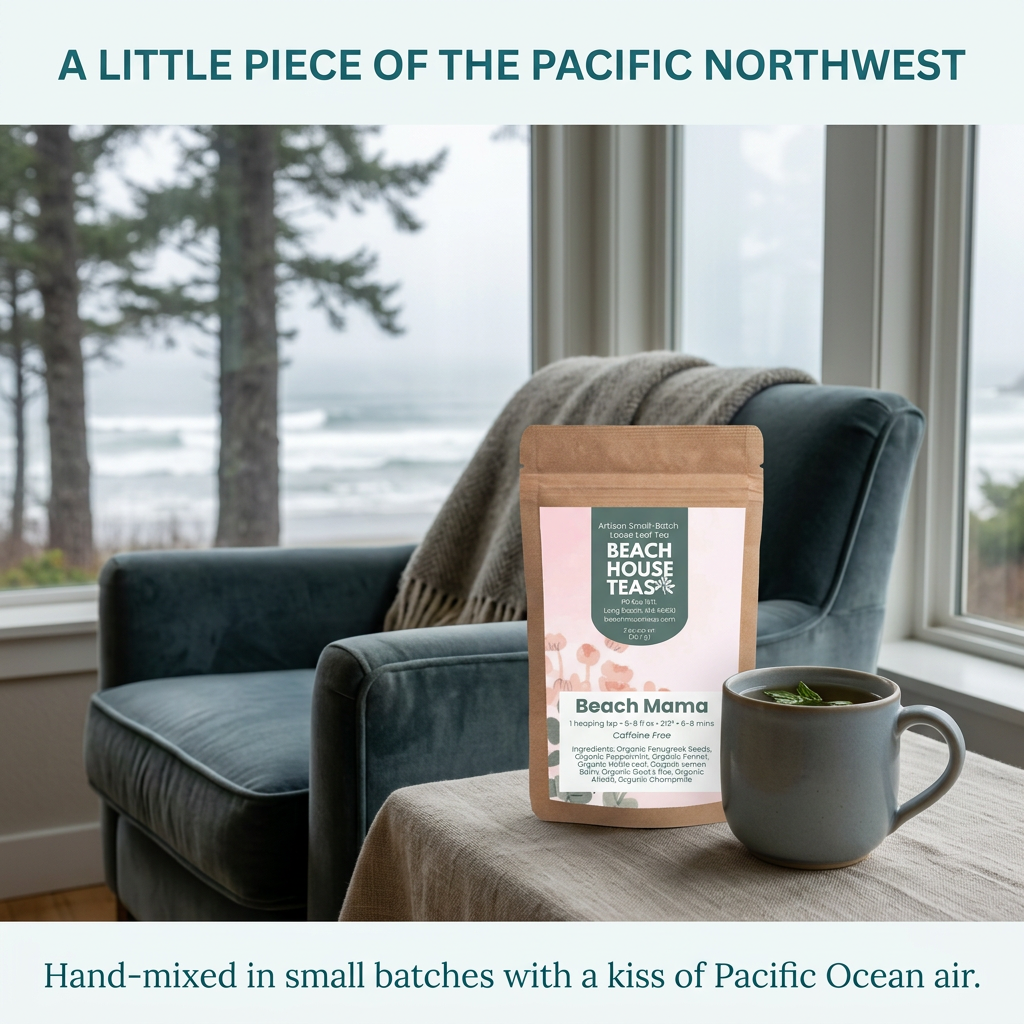 Beach Mama Pacific Northwest coastal brand slide.