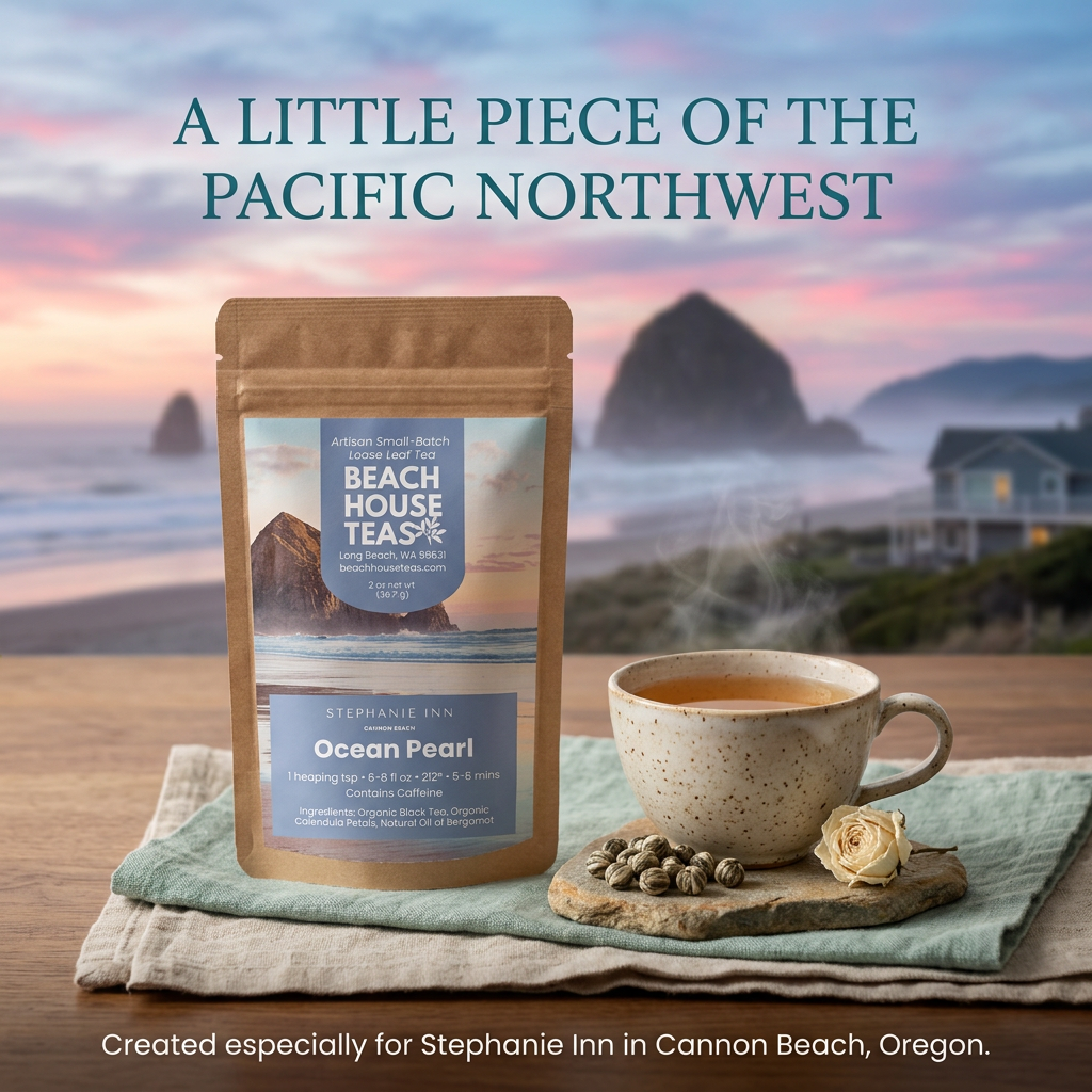 Ocean Pearl coastal brand slide, created for Stephanie Inn in Cannon Beach, Oregon.