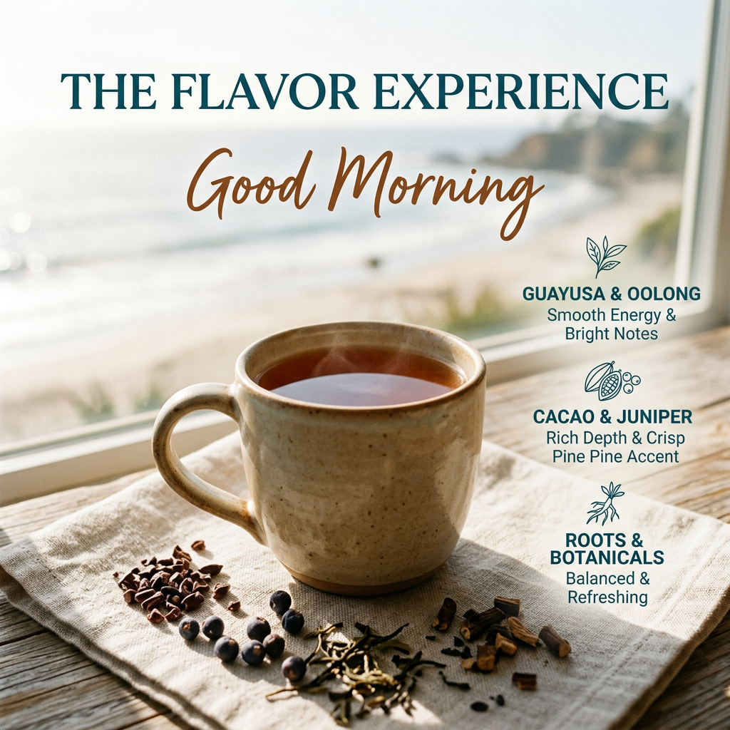 Good Morning botanical blend flavor experience slide.