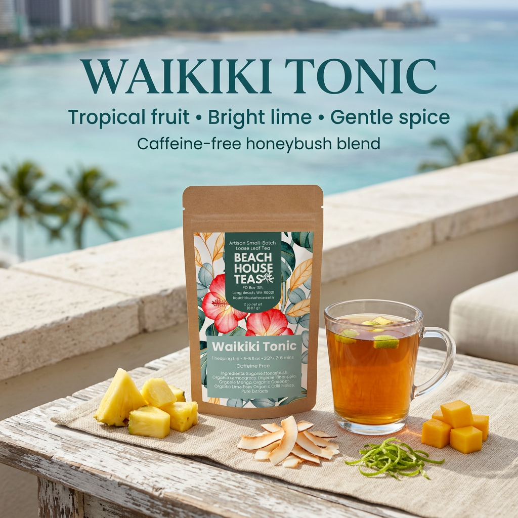 Waikiki Tonic tropical honeybush herbal blend hero slide.