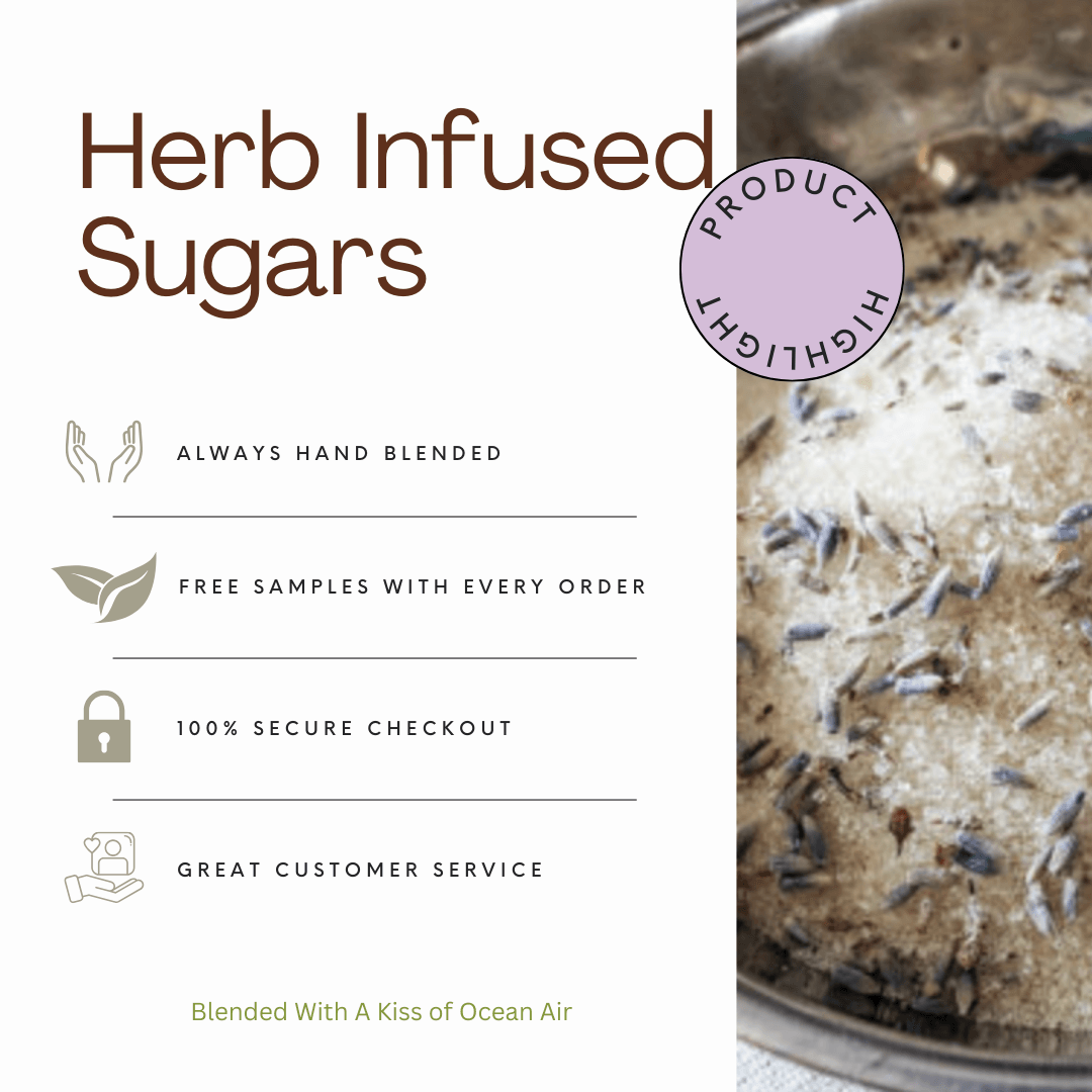 Lime Basil infused artisan culinary sugar - Beach House Teas