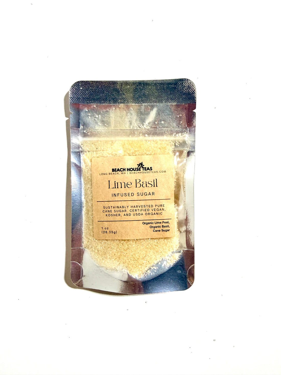 Lime Basil infused artisan culinary sugar