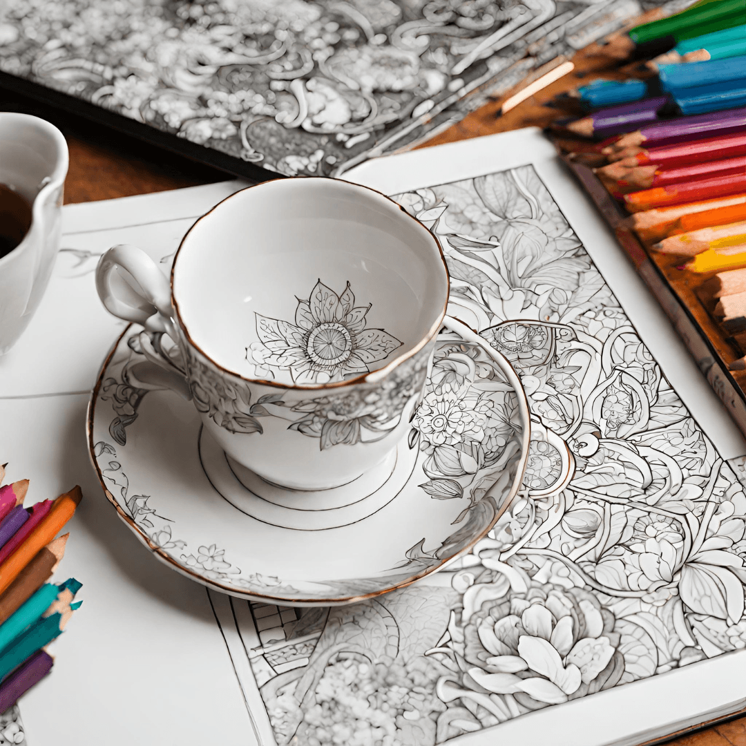 Tea Cups" Coloring Book Download - Beach House Teas