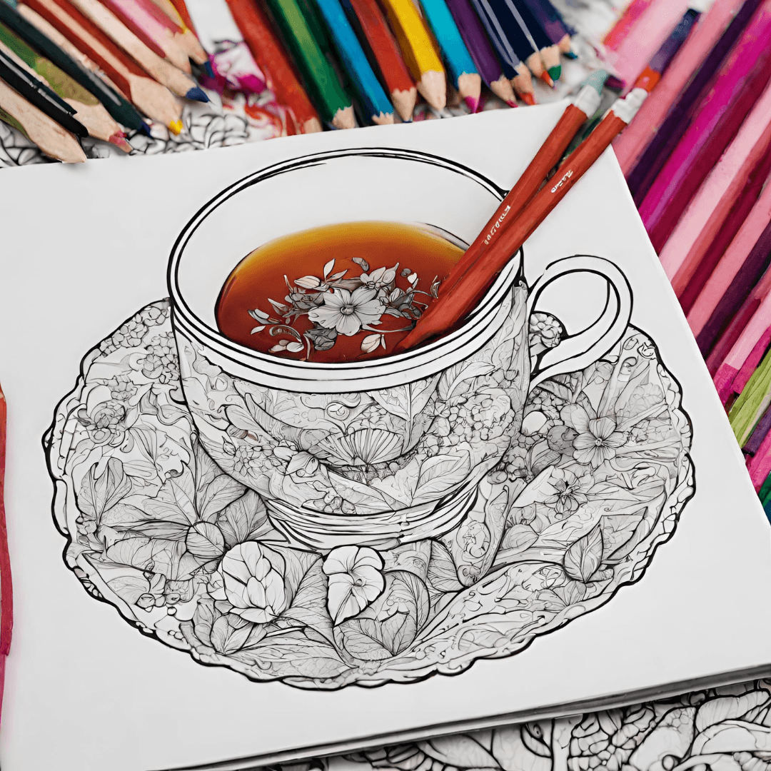 Tea Cups" Coloring Book Download - Beach House Teas