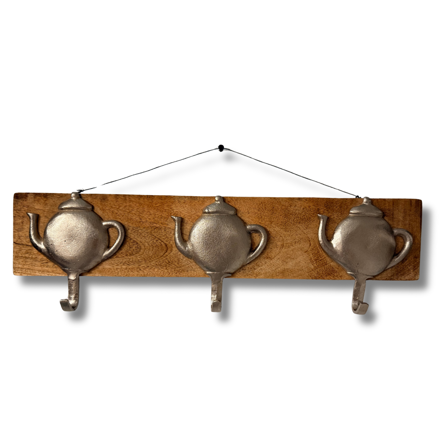 Teapot Wall Hook Organizer – Rustic Tea Lover Kitchen Decor